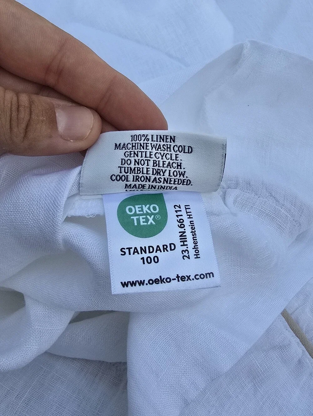 Quince Set Of 2 100% European Linen STANDARD white Toffee Piped Pillow Case